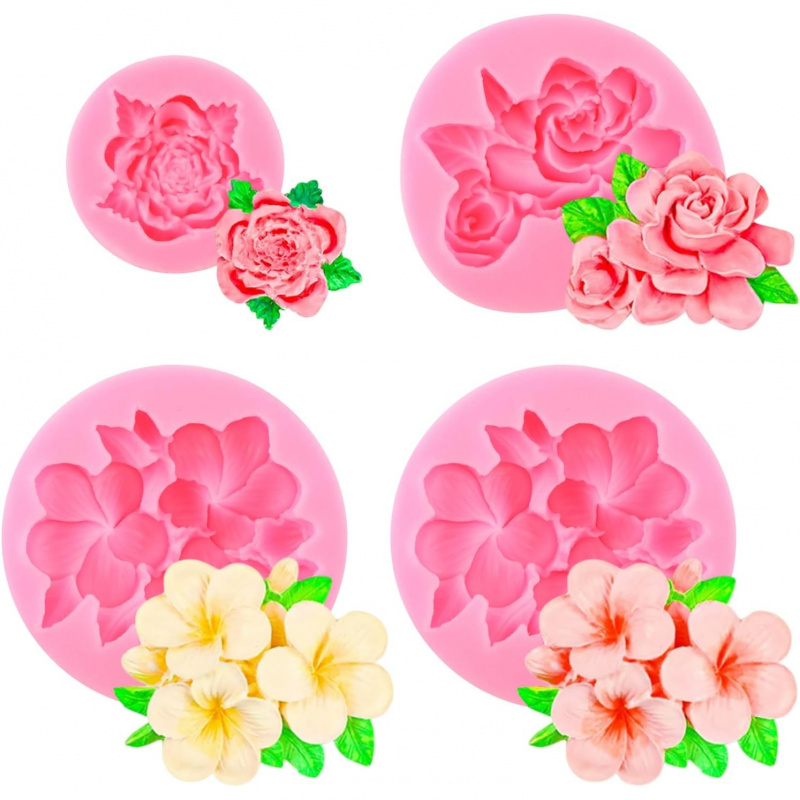Soap Making Kit Amazon - 4 Floral Silicone Mold Set，3D Floral
