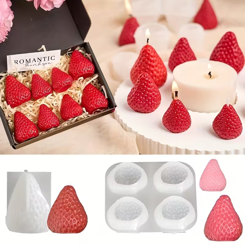 Strawberry Silicone Candle Mol - đánh giá và giá Soap Making Tray