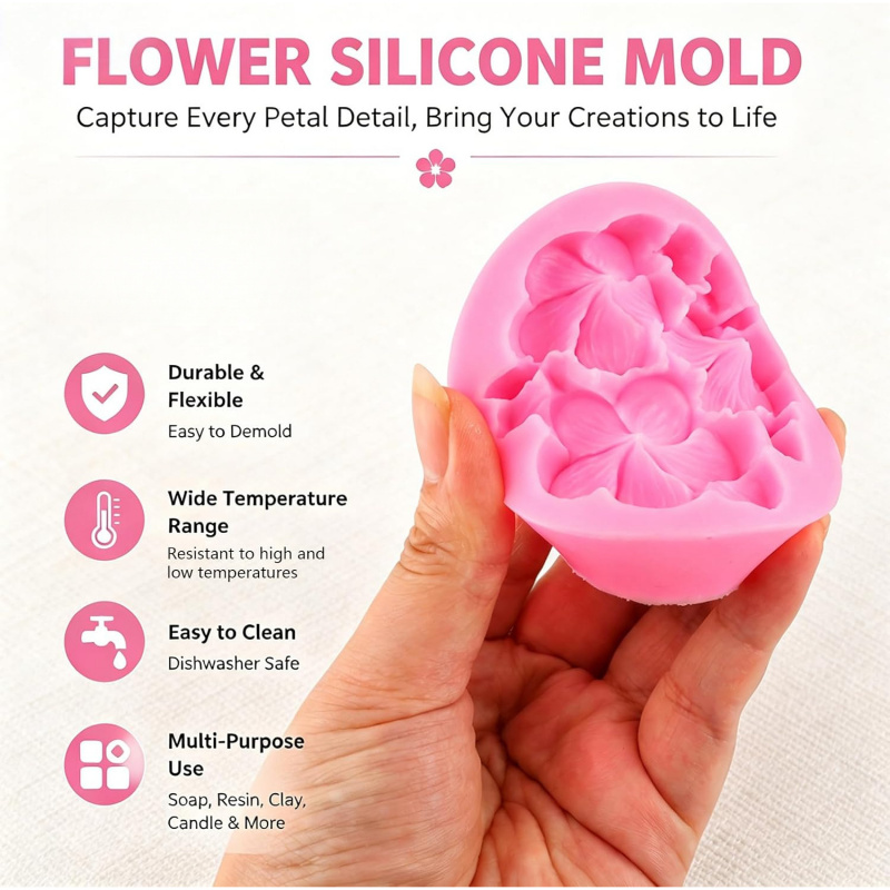 4 Floral Silicone Mold Set，3D  - đánh giá và giá Soap Making Kit Amazon