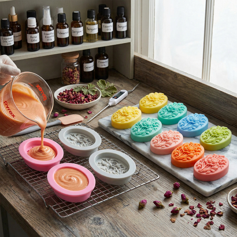 4 Silicone mold with flower sh - đánh giá và giá Soap Making Tray